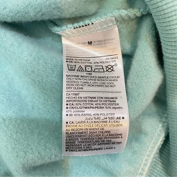 Good Vibes Psychedelic Mint Green Batwing Fleece Cropped Sweatshirt Size M - Picture 12 of 15